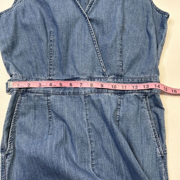 J CREW Point Sur Wide Leg Tailored Indigo Blue Denim Jumpsuit Size 6 Sleeveless - Picture 11 of 16